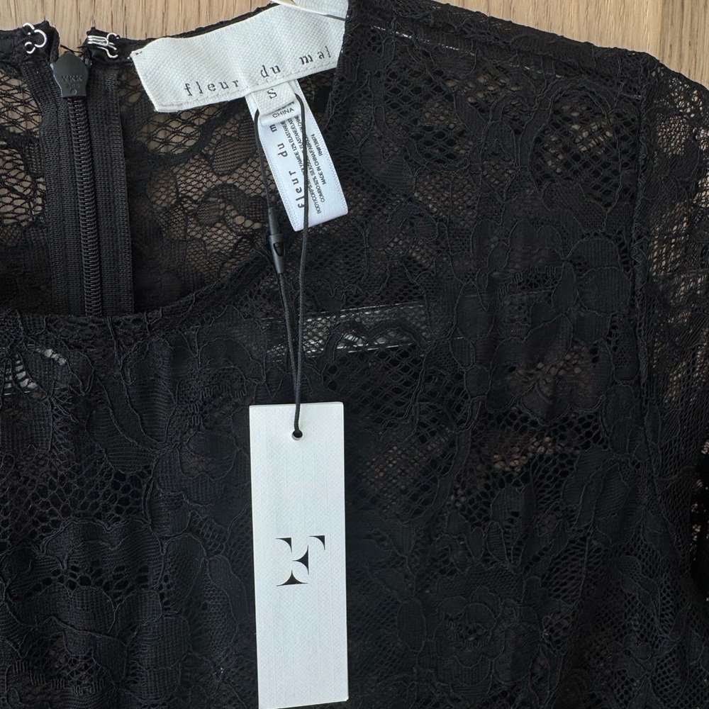 NWT Fleur du Mal Black Lace Catsuit Small - Picture 4 of 5